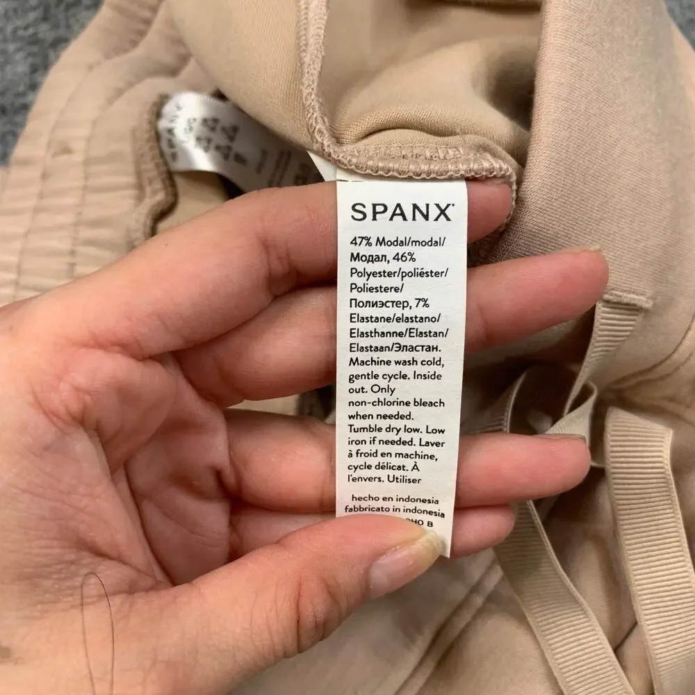 Spanx Pants Womens L Large Sand AirEssentials Wide Leg Drawcord Relax Fit Sweat - Picture 7 of 11